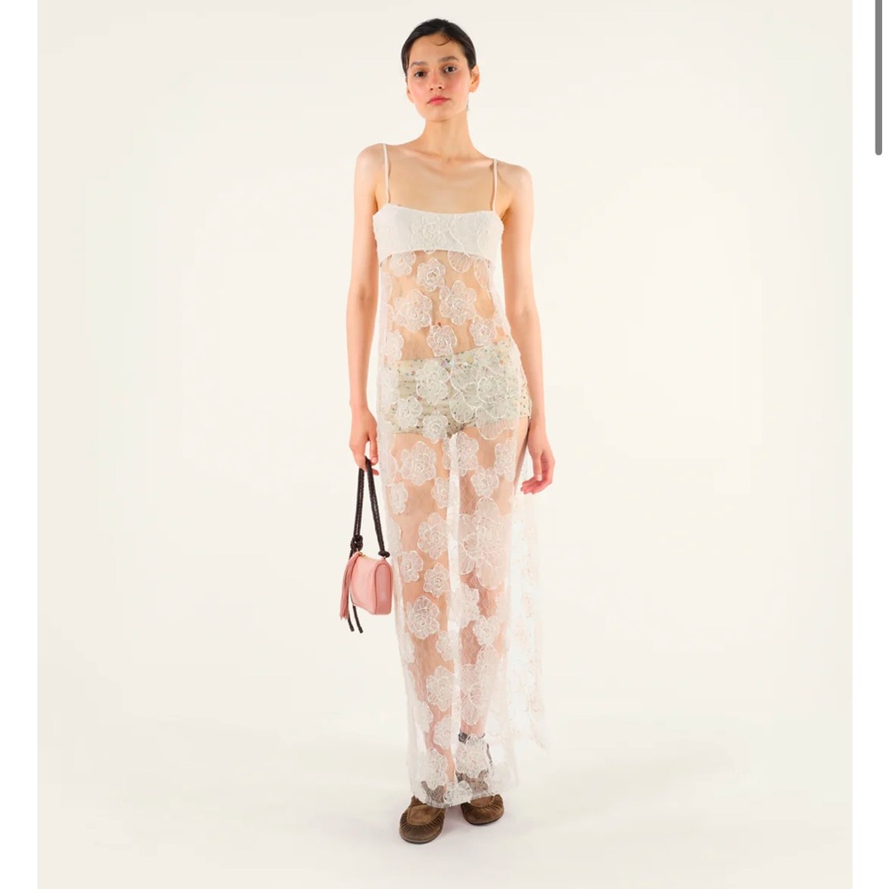 Siedrés sheer tulle floral maxi dress NWT